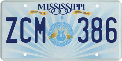 MS license plate ZCM386