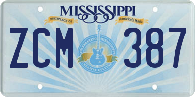 MS license plate ZCM387