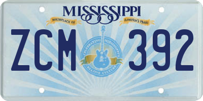 MS license plate ZCM392