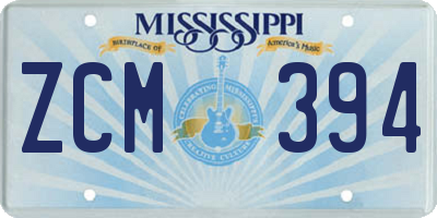 MS license plate ZCM394