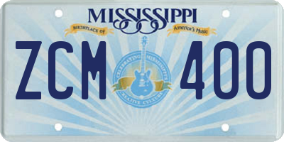 MS license plate ZCM400