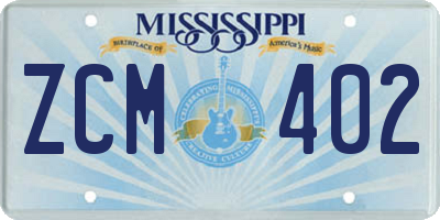 MS license plate ZCM402