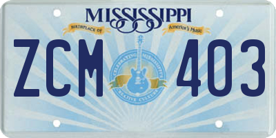 MS license plate ZCM403