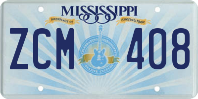 MS license plate ZCM408