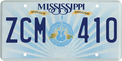 MS license plate ZCM410