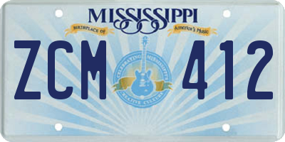 MS license plate ZCM412