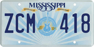 MS license plate ZCM418