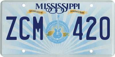 MS license plate ZCM420