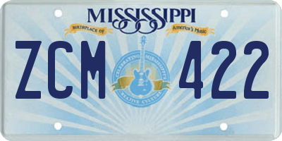 MS license plate ZCM422
