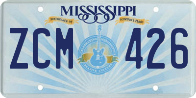 MS license plate ZCM426