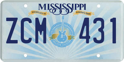 MS license plate ZCM431