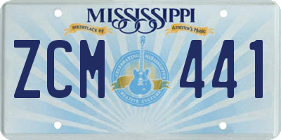 MS license plate ZCM441