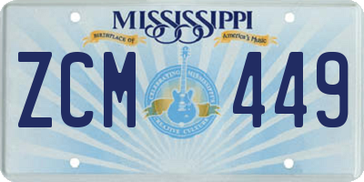 MS license plate ZCM449