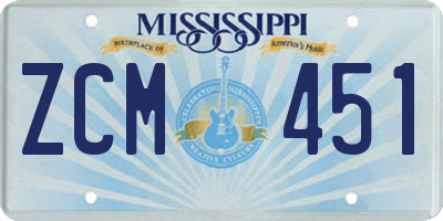 MS license plate ZCM451