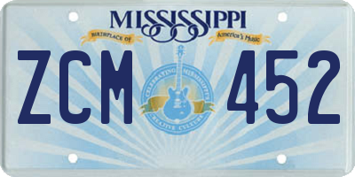 MS license plate ZCM452