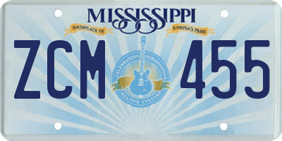 MS license plate ZCM455
