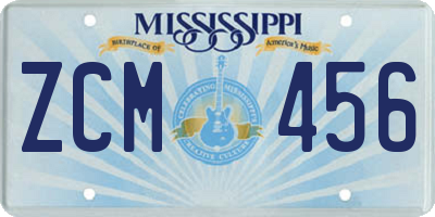 MS license plate ZCM456