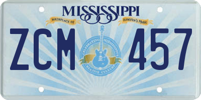 MS license plate ZCM457