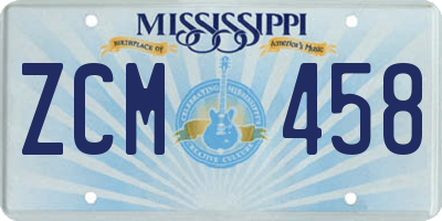 MS license plate ZCM458