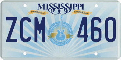 MS license plate ZCM460