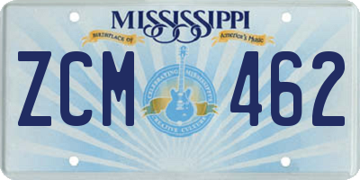 MS license plate ZCM462
