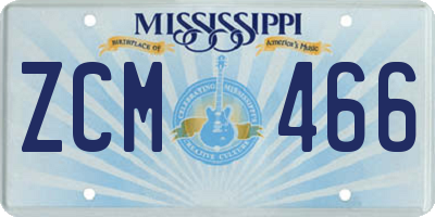 MS license plate ZCM466