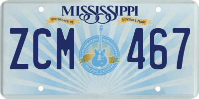 MS license plate ZCM467