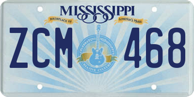 MS license plate ZCM468