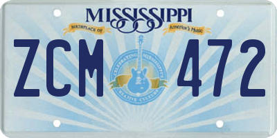MS license plate ZCM472
