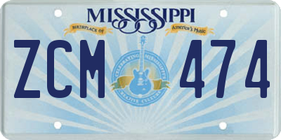 MS license plate ZCM474