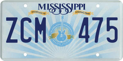 MS license plate ZCM475