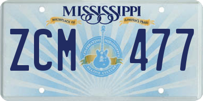 MS license plate ZCM477