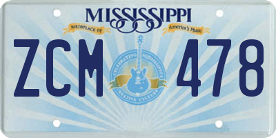 MS license plate ZCM478