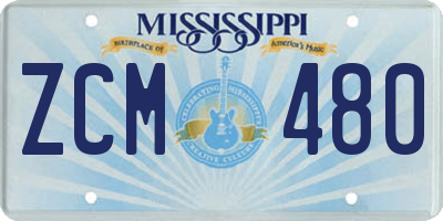 MS license plate ZCM480
