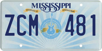 MS license plate ZCM481