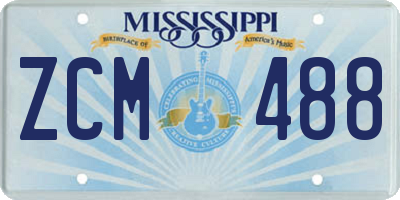 MS license plate ZCM488