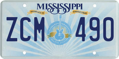 MS license plate ZCM490
