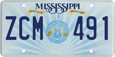 MS license plate ZCM491