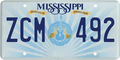 MS license plate ZCM492