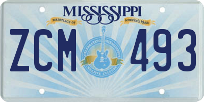 MS license plate ZCM493