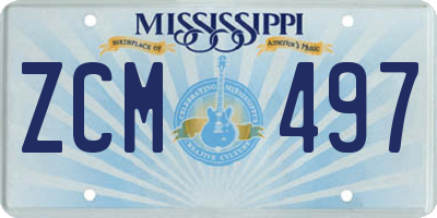 MS license plate ZCM497