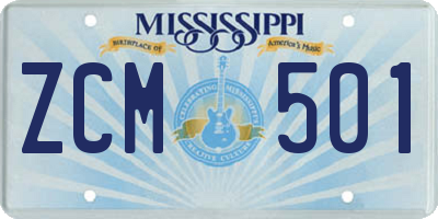 MS license plate ZCM501