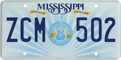 MS license plate ZCM502