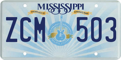 MS license plate ZCM503