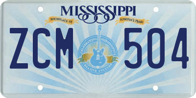 MS license plate ZCM504
