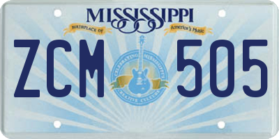 MS license plate ZCM505