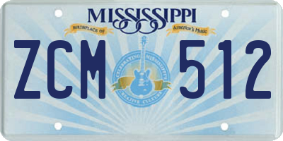 MS license plate ZCM512
