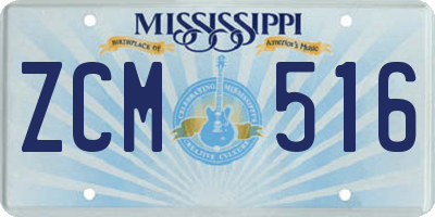MS license plate ZCM516