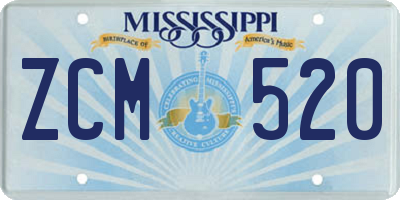 MS license plate ZCM520