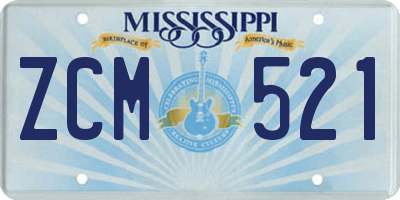 MS license plate ZCM521
